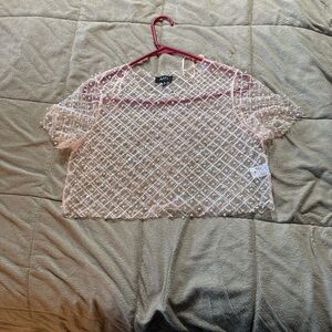 Zara Sheer Beaded Blouse - Cream
